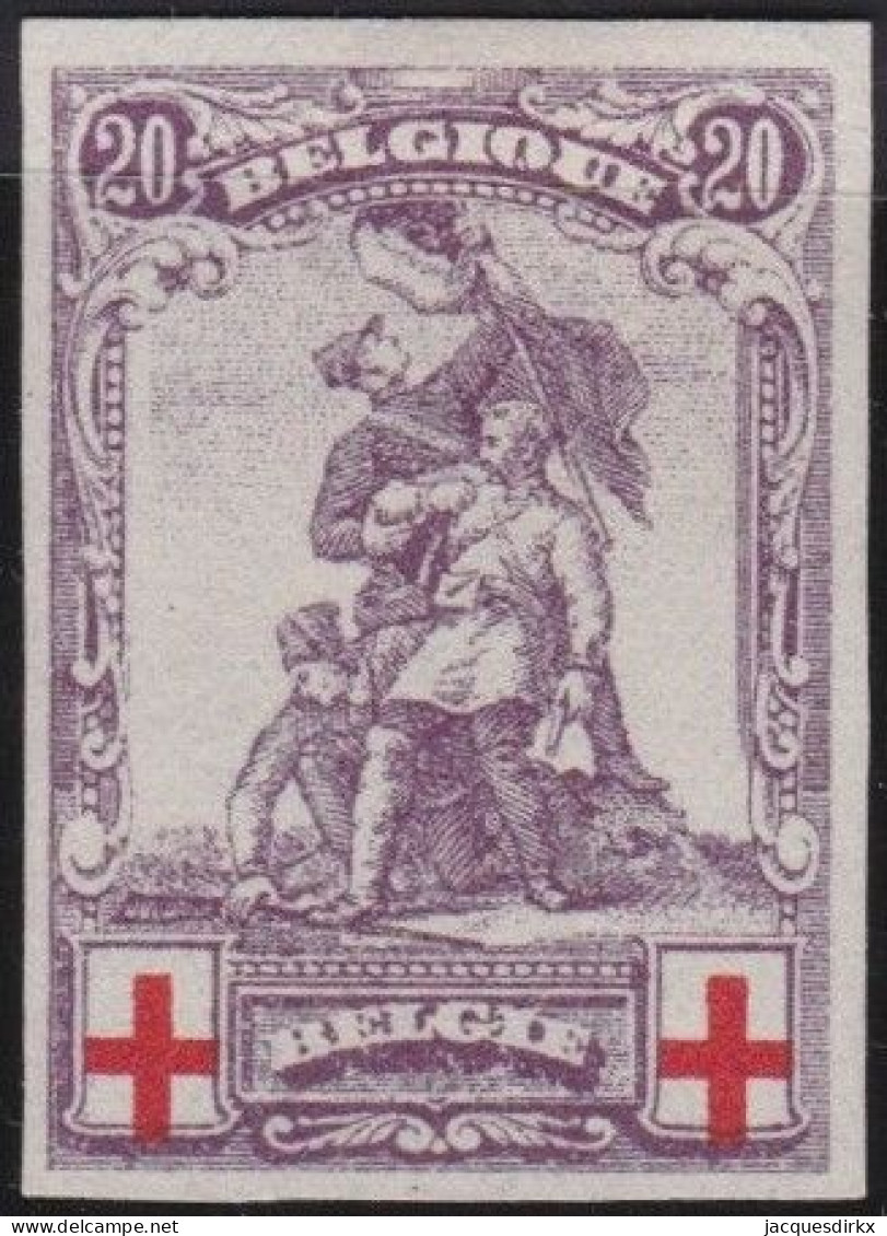 Belgie  .   OBP    .    128  .  Ongetand     .    *    .   Ongebruikt Met Gom      .   /   .    Neuf Avec Gomme - 1914-1915 Red Cross