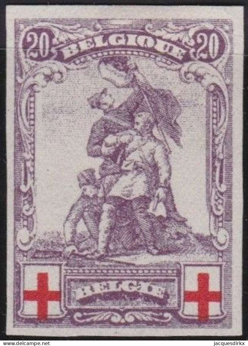 Belgie  .   OBP    .    128  .  Ongetand     .    *    .   Ongebruikt Met Gom      .   /   .    Neuf Avec Gomme - 1914-1915 Croix-Rouge