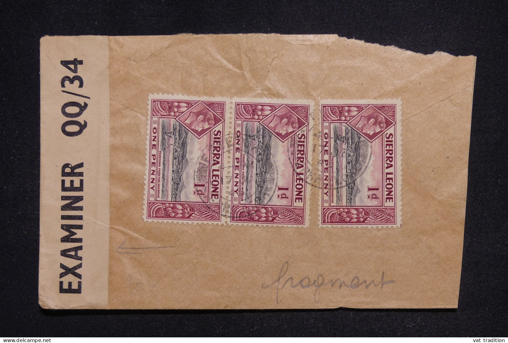 SIERRA LEONE - Grand Fragment D'enveloppe De Freetown Pour Montréal En 1941 Avec Contrôle Postal - L 147604 - Sierra Leone (...-1960)