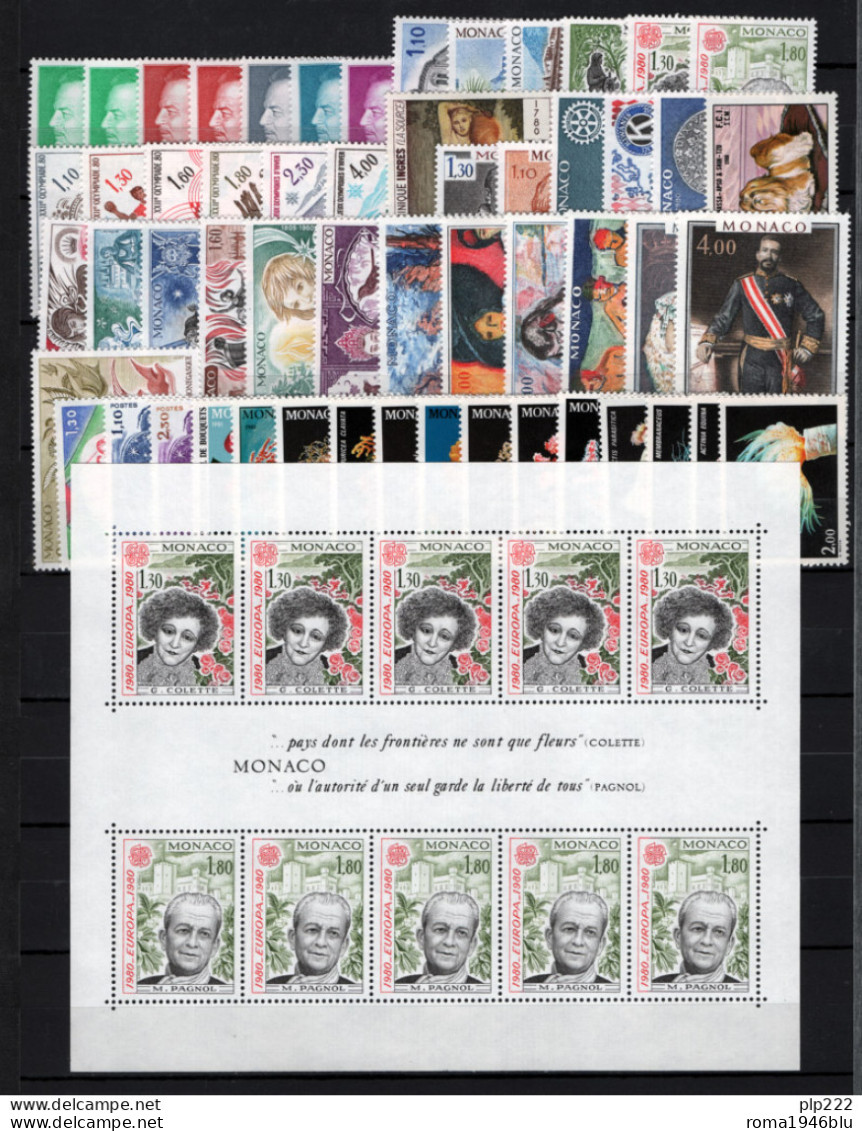 Monaco 1980 Annata Completa Con Servizi / Complete Year Set With Services **/MNH VF - Años Completos