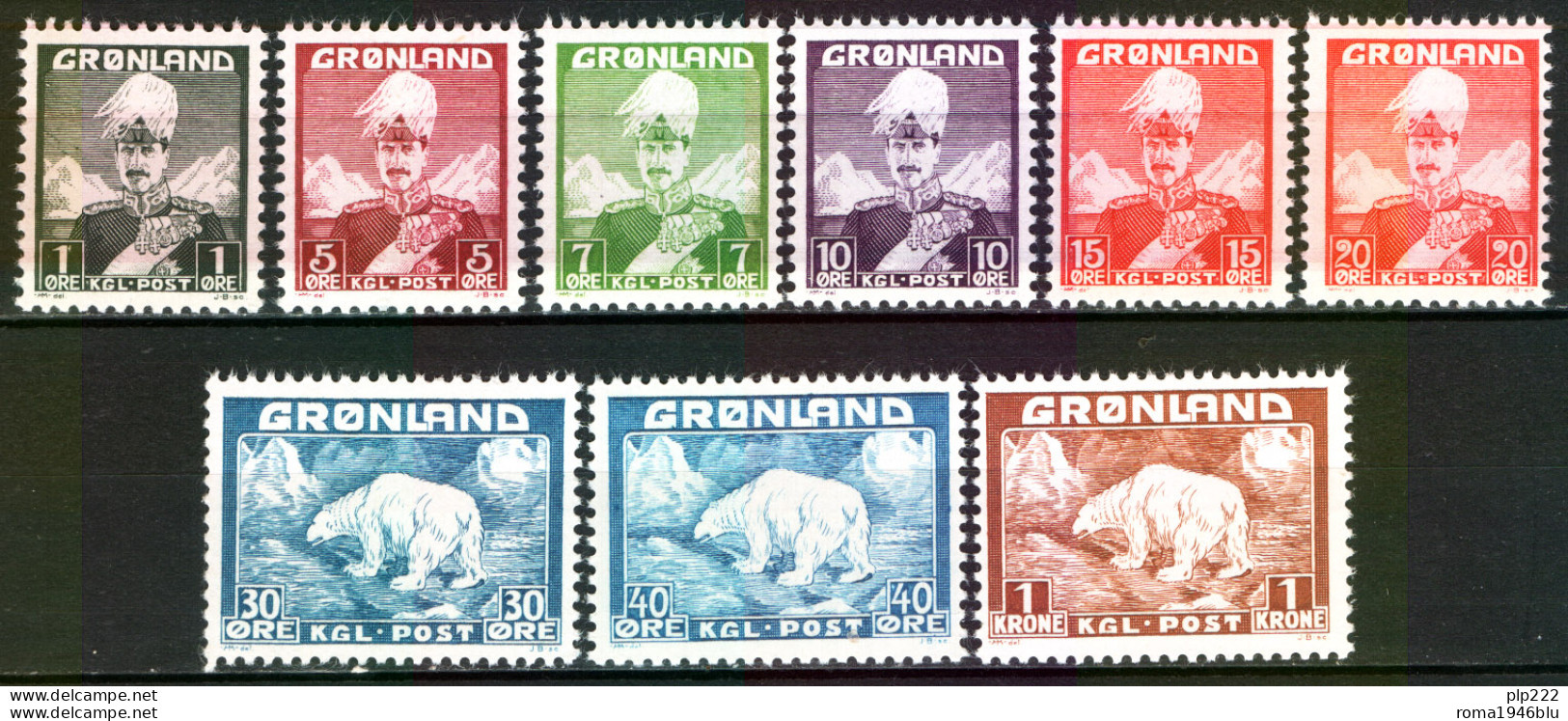 Groenlandia 1938 Unif.1/9 **/MNH VF - Unused Stamps