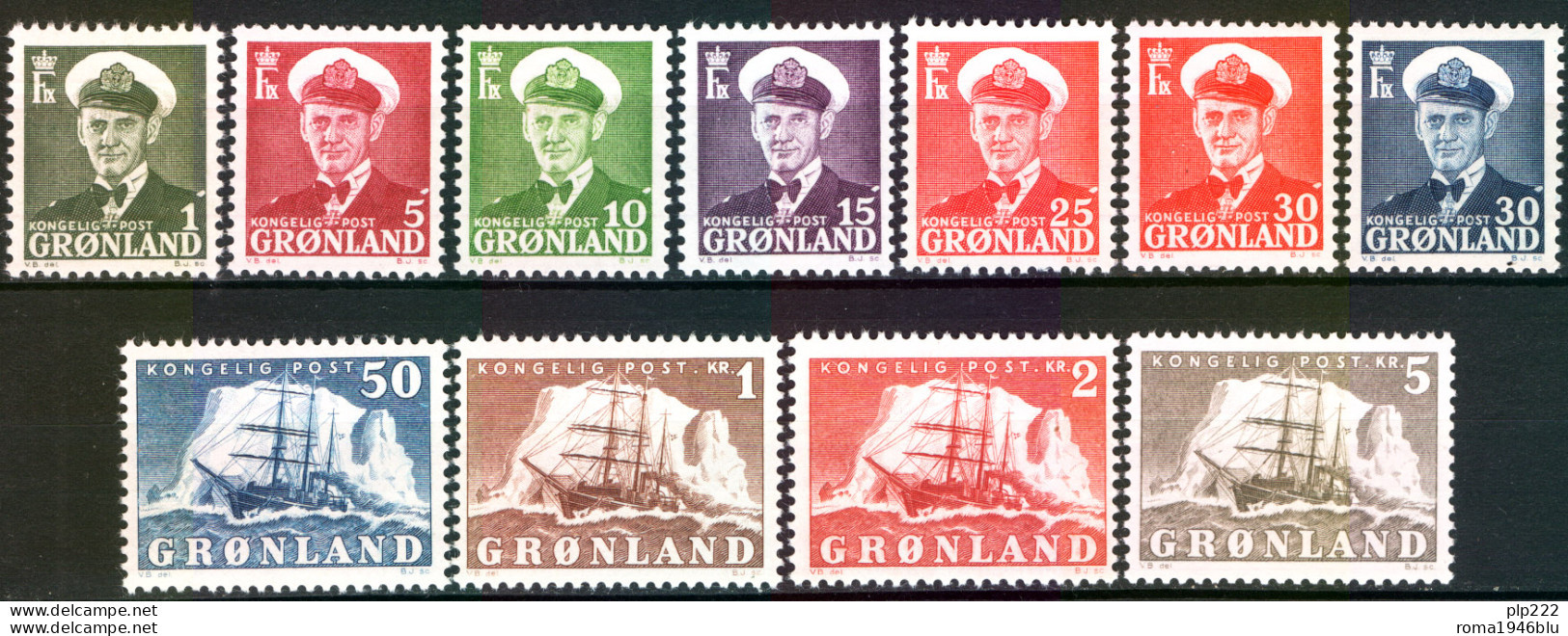 Groenlandia 1950 Unif.19/27 **/MNH VF - Nuevos