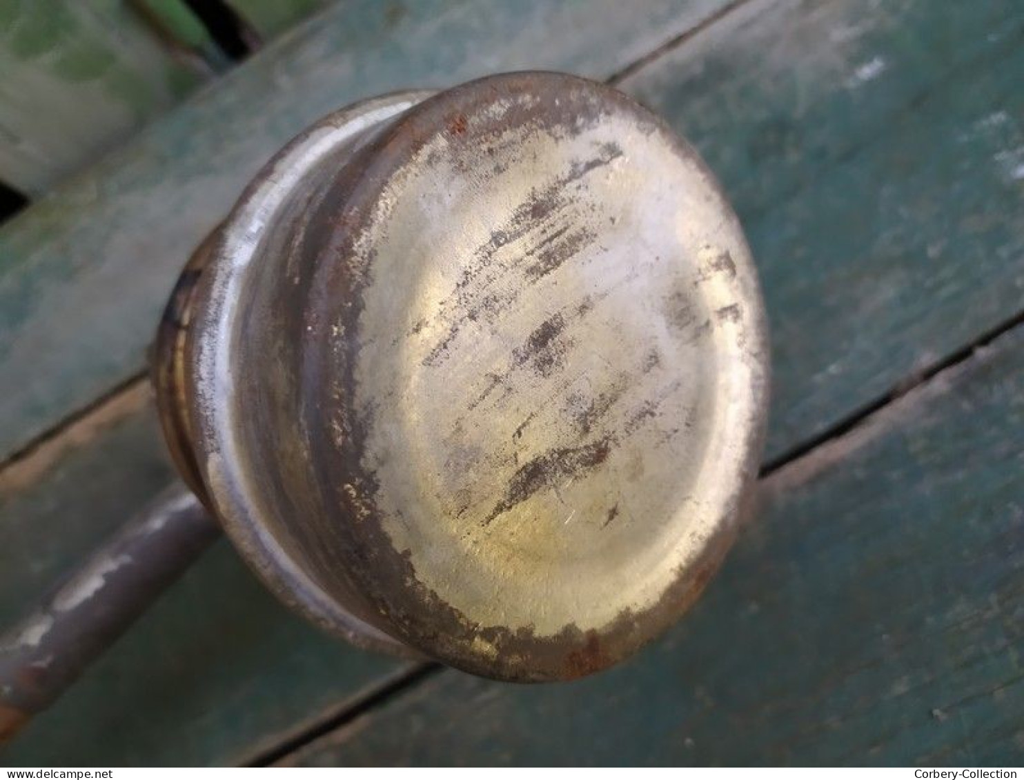 Ancienne Lampe de Mineur avec Manche en Bois Combustible Carbure Acétylène Arras