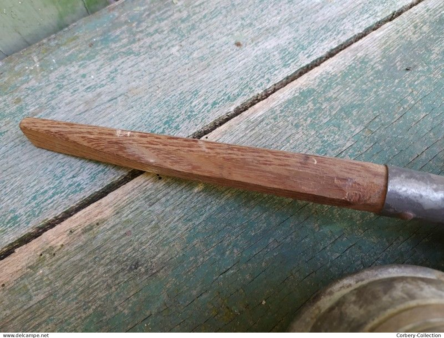Ancienne Lampe de Mineur avec Manche en Bois Combustible Carbure Acétylène Arras