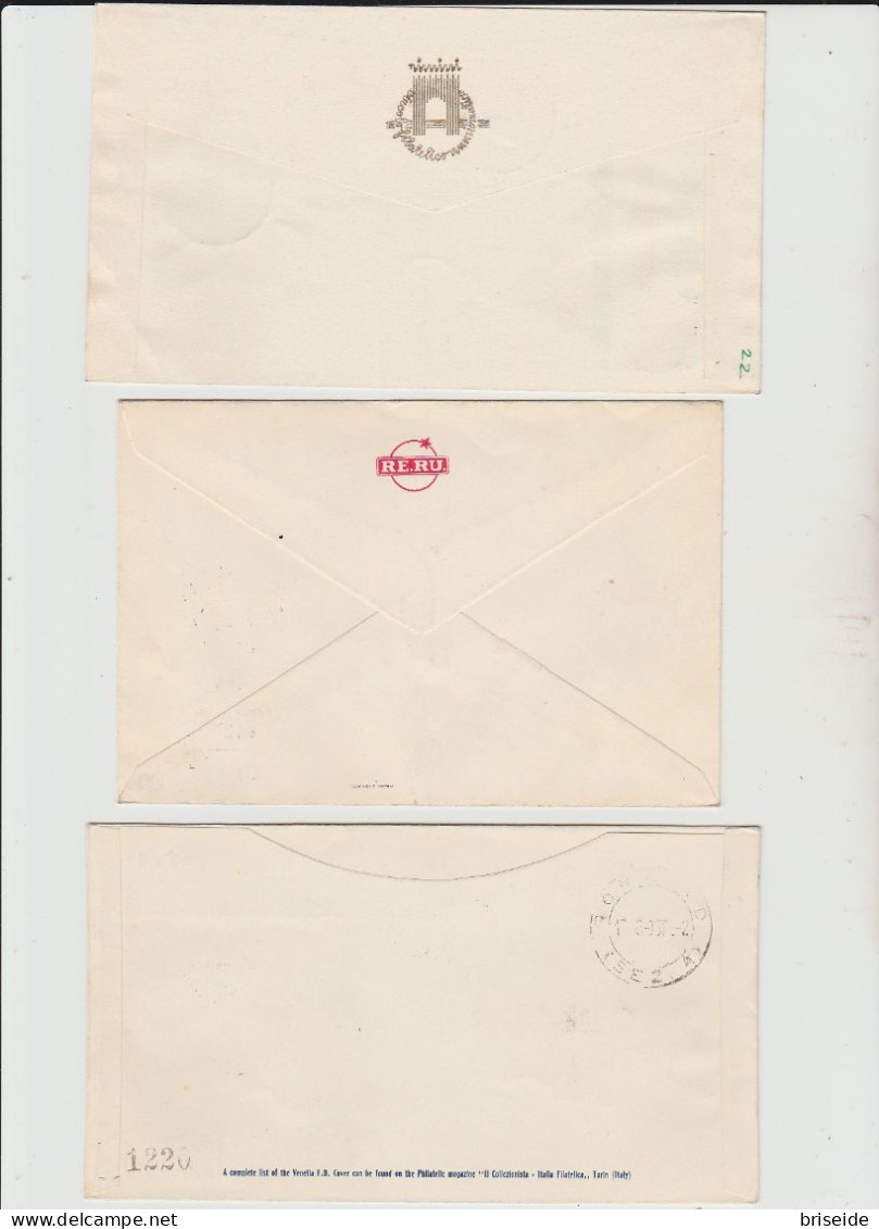 1957 N.3 BUSTE EUROPA CEPT PREMIER JOUR D'EMISSION FIRST DAY COVER ERSTTAGSBRIEF 1°GIORNO EMISSIONE POSTE ITALIANE - 1957