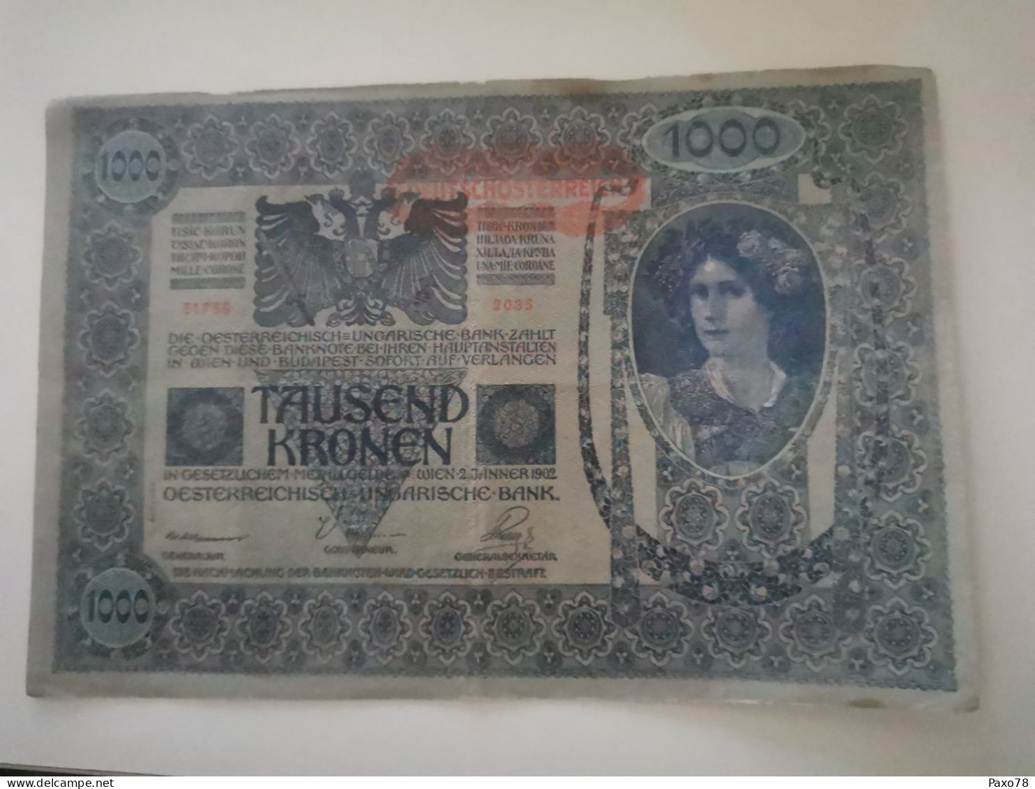 Billet Autriche , 1000 Kronen 1902 - Autriche