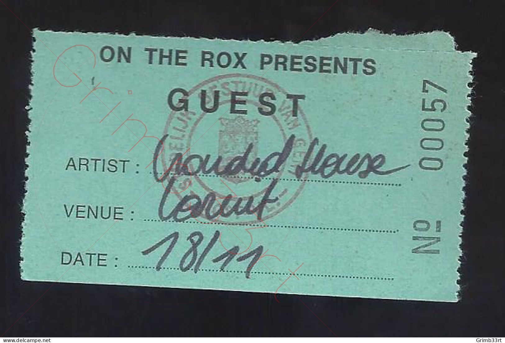 Crowded House - 18 November 1991 - Vooruit Gent (BE) - Concert Ticket - Tickets De Concerts