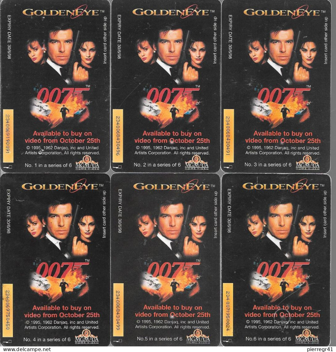6-CARTES-PUCE-BRITISH TELECOM-2£-SERIE Complete -FILM GOLDENEYE-007-TBE-RARE - Collections