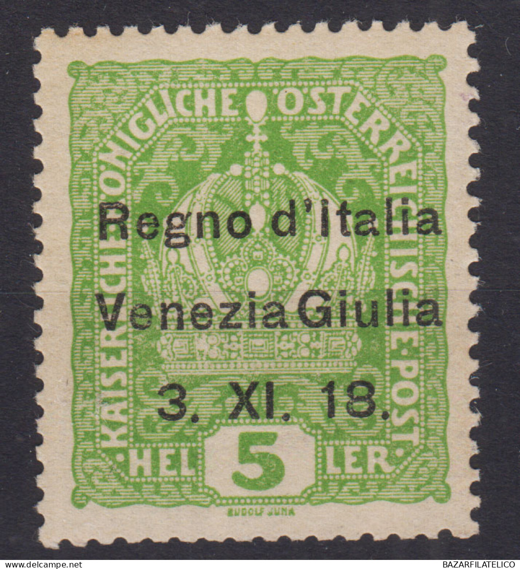 OCCUPAZIONI VENEZIA GIULIA 1918 5 HELLER N.2 G.O MH* - Venezia Giulia