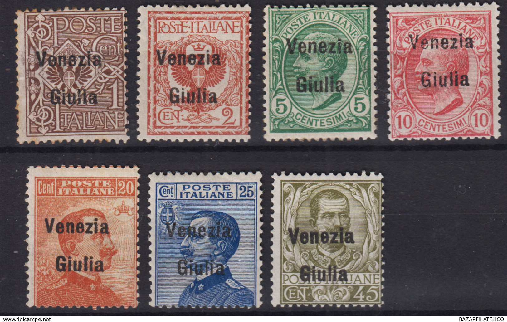 OCCUPAZIONI VENEZIA GIULIA 1918-19 SERIETTA SOPRASTAMPATA G.O MH* - Venezia Giulia