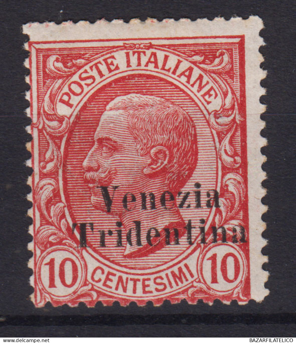 OCCUPAZIONI TRENTINO ALTO ADIGE 1918 VENEZIA TRIDENTINA 10 CENT. N.22 G.O MH* - Trentino