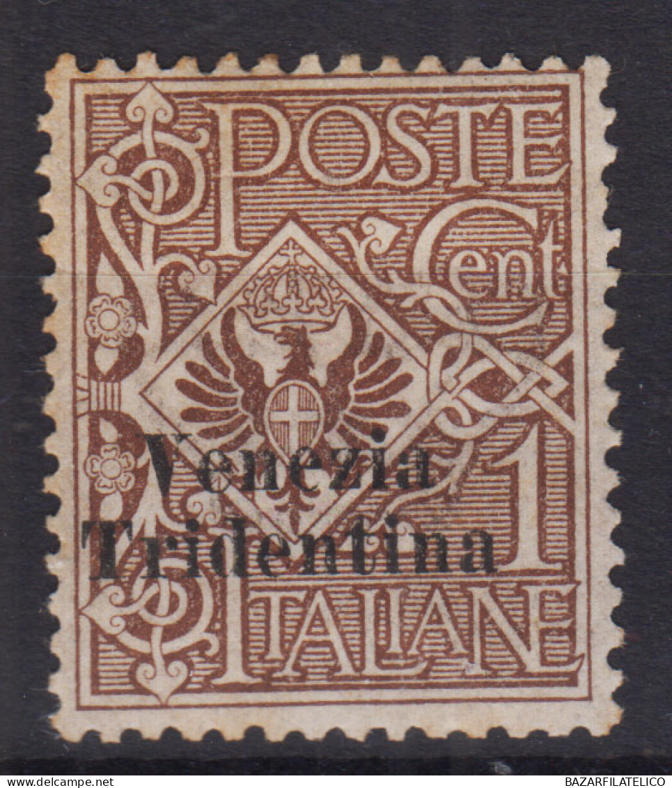 OCCUPAZIONI TRENTINO ALTO ADIGE 1918 VENEZIA TRIDENTINA 1 CENT. N.19 G.O MH* - Trentin