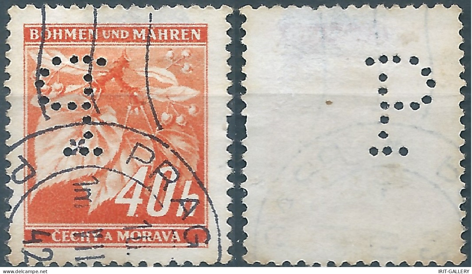 Germany - Czechoslovakia,1942 Bohemia And Moravia,40H (PERFIN) Oblitérée - Gebraucht
