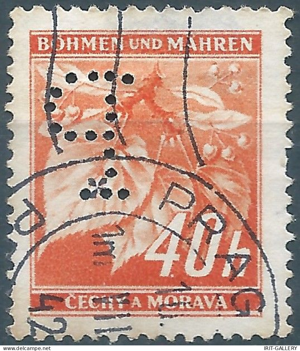 Germany - Czechoslovakia,1942 Bohemia And Moravia,40H (PERFIN) Oblitérée - Gebraucht