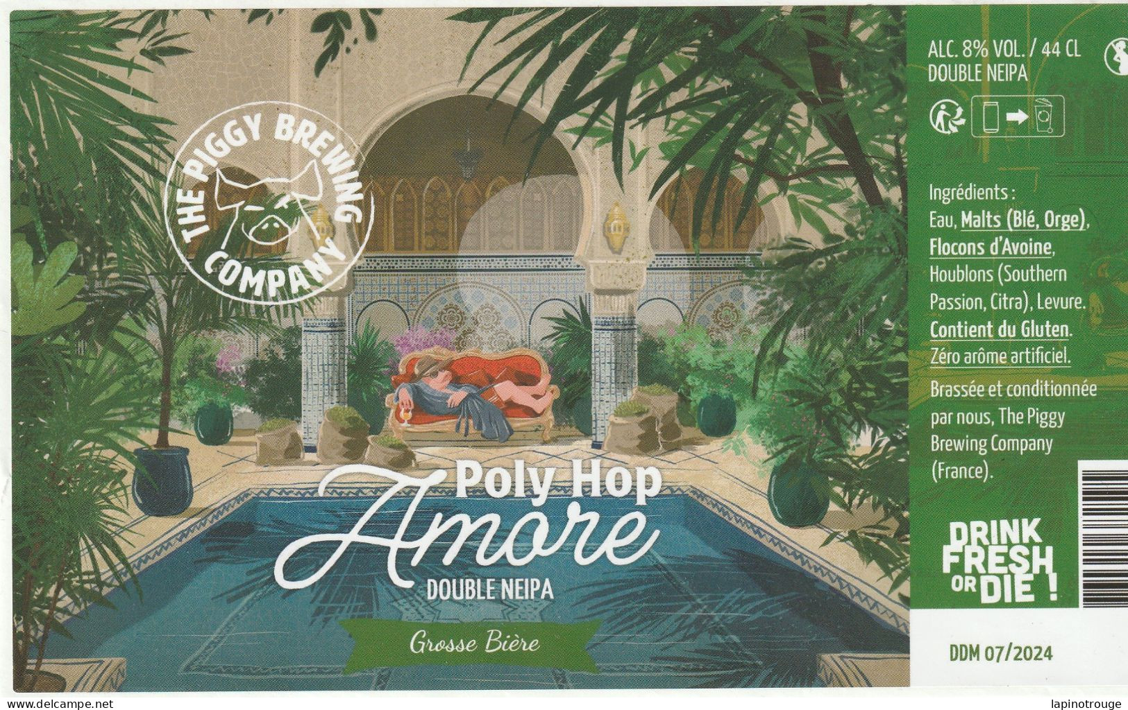 Etiquette Bière The Peggy Brew Compagny Ply Hop Amore Double Neipa - Art De La Table