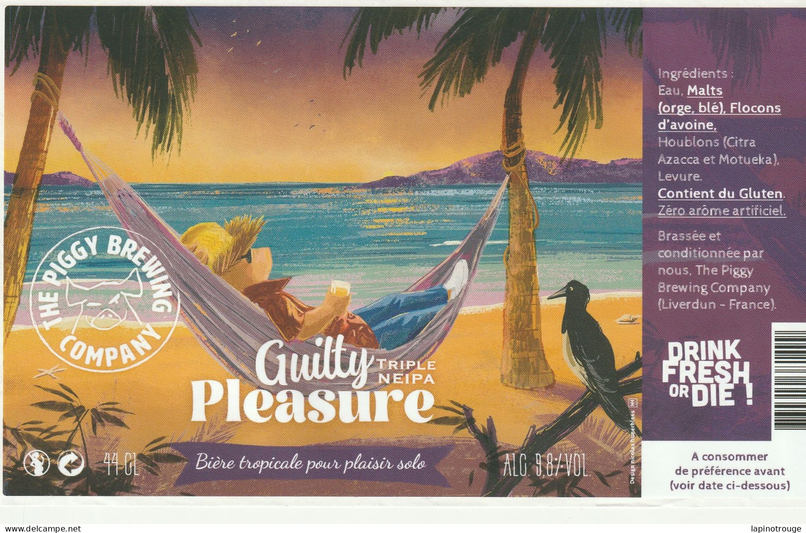 Etiquette Bière The Peggy Brew Compagny Guilty Pleasure - Arte Della Tavola
