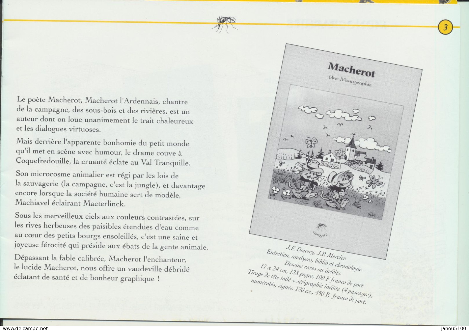 BD.  EN FRANCAIS  " CATALOGUE DES EDITIONS MOSQUITO "    1999  (  FRANCE). - Persboek