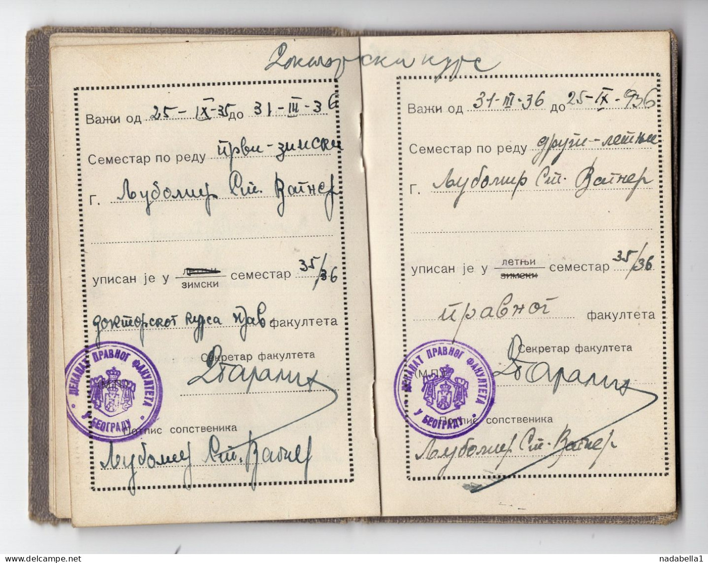 1930. KINGDOM OF SHS,SERBIA,BELGRADE UNIVERSITY STUDENT PASS,7 X 11cm,16 PAGES - Diplômes & Bulletins Scolaires