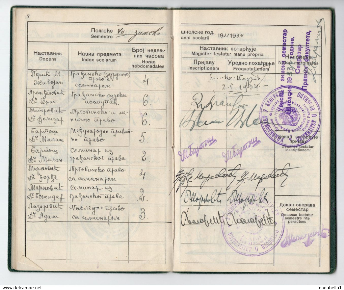 1930. KINGDOM OF SHS,SERBIA,BELGRADE UNIVERSITY STUDENT INDEX,REGISTRATION FORM,18 X 11cm,12 PAGES - Diplômes & Bulletins Scolaires