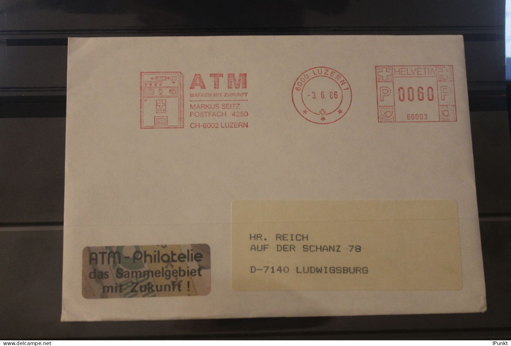 Schweiz 1986; ATM 60 Rp.; Schalterdruck Auf Brief - Automatic Stamps