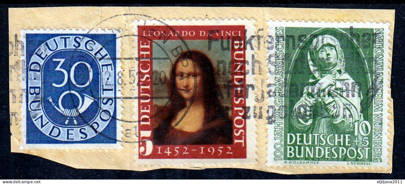 Action !! SALE !! 50 % OFF !! ⁕ Germany 1951/52 ⁕ 30 Pf.Mi.132, Mona Lisa Mi.148, Madonna Mi.151 ⁕ Used On Paper - Gebraucht