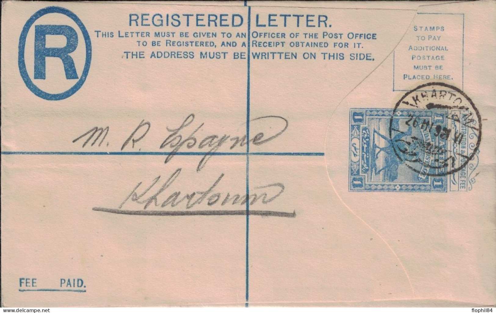 SOUDAN - KHARTOUM - LETTRE RECOMMANDEE POUR KHARTOUM. - Sudan (...-1951)