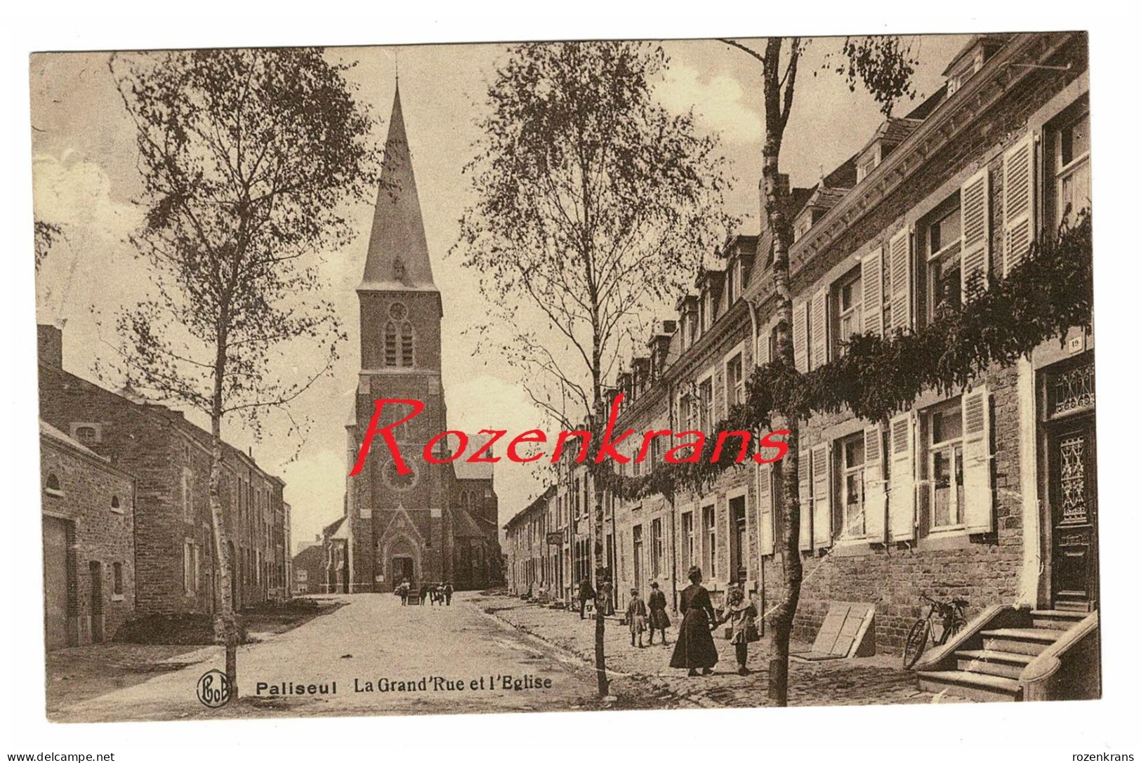 Paliseul La Grand'Rue Et L'Eglise CPA Rare Animée - Circulée 1921 Province De Luxembourg (En Très Bon état) - Paliseul