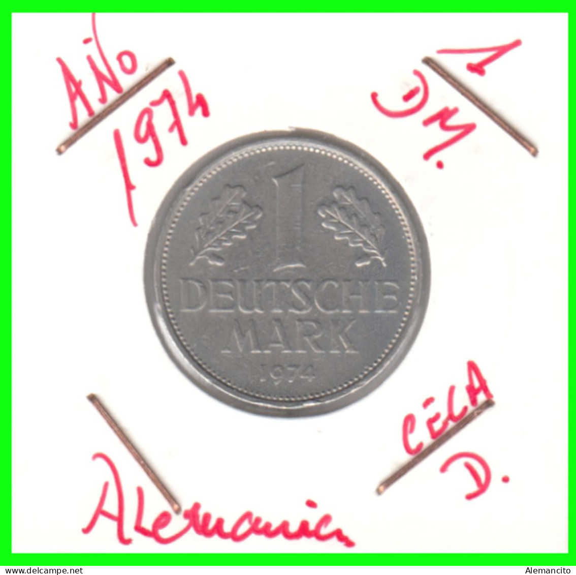 ALEMANIA FEDERAL - DEUTSCHLAND - GERMANY –  MONEDA DE LA REPUBLICA FEDERAL DE ALEMANIA DE 1.00 DM-DEL AÑO 1974 - CECA-D - 1 Mark