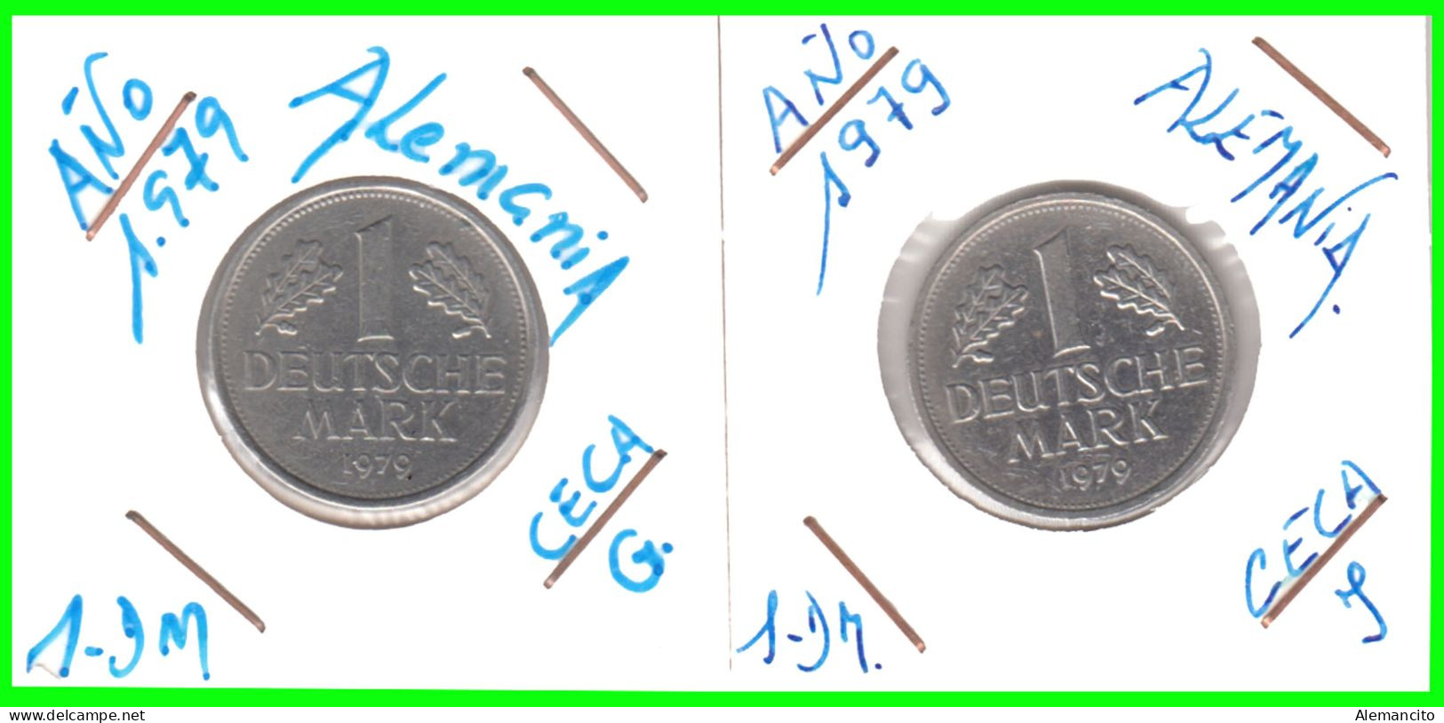 ALEMANIA - DEUTSCHLAND - GERMANY - 2 -MONEDAS DE 1.00 DM   AÑO 1979 - CECAS - G - KARLSRUHE. - J - HAMBURG - 1 Mark