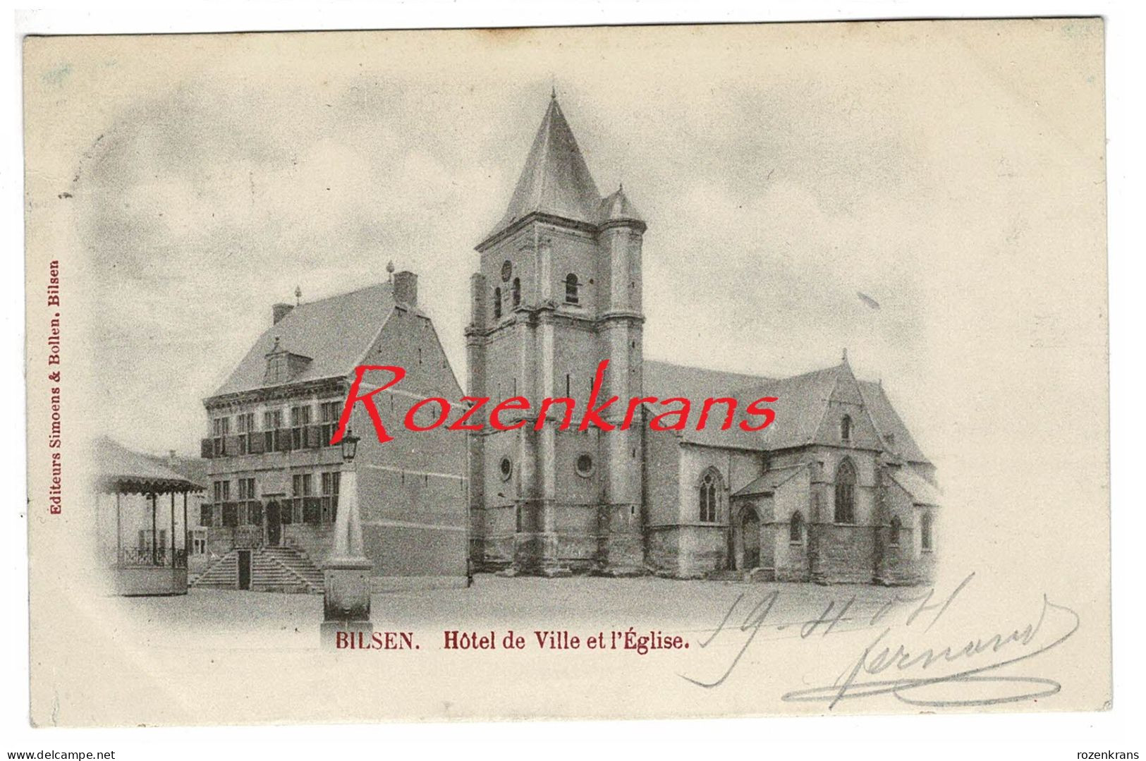 Bilzen Bilsen Hôtel De Ville Et L'Eglise Stadhuis En Kerk 1904 Kiosk Limburg (In Zeer Goede Staat) - Bilzen