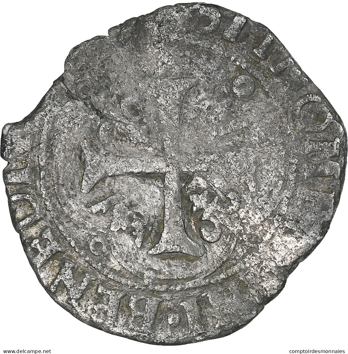 France, François Ier, Blanc à La Couronne, Lyon, TB, Billon, Gadoury:220A - 1515-1547 Francisco I