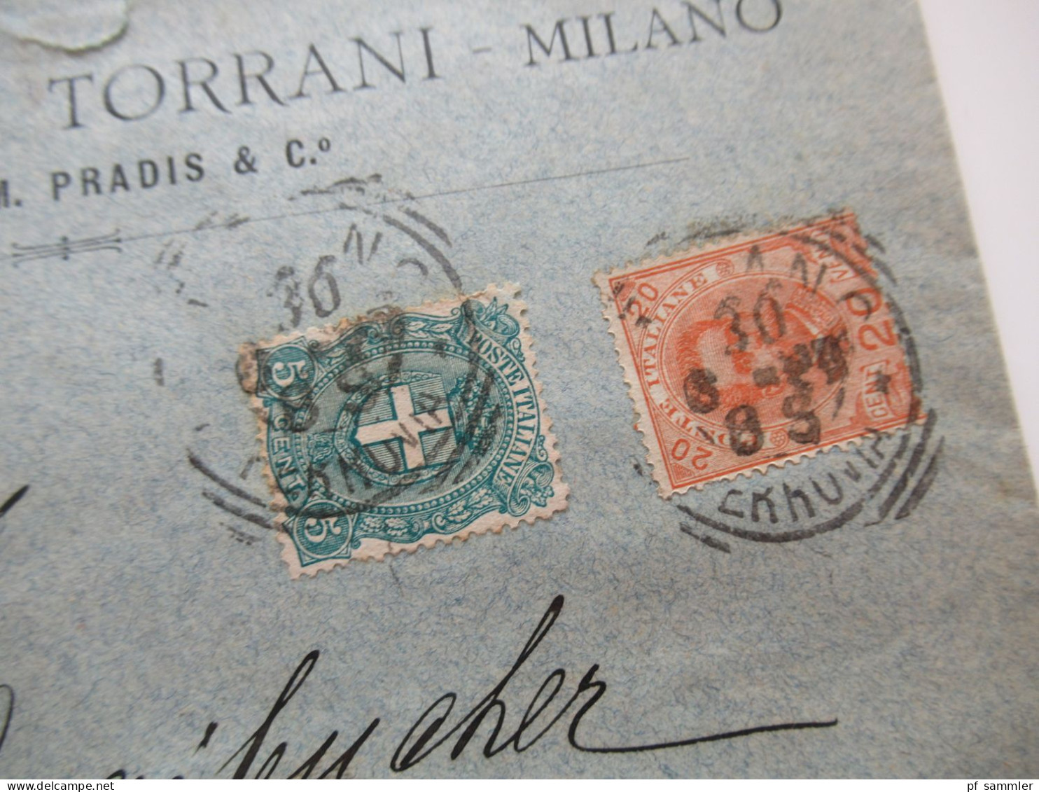 Italien 1893 / 98 Vier Auslands Belege Venezia (2) und Milano (2) nach Anvers! Firmenumschläge / mit Ank. Stempel