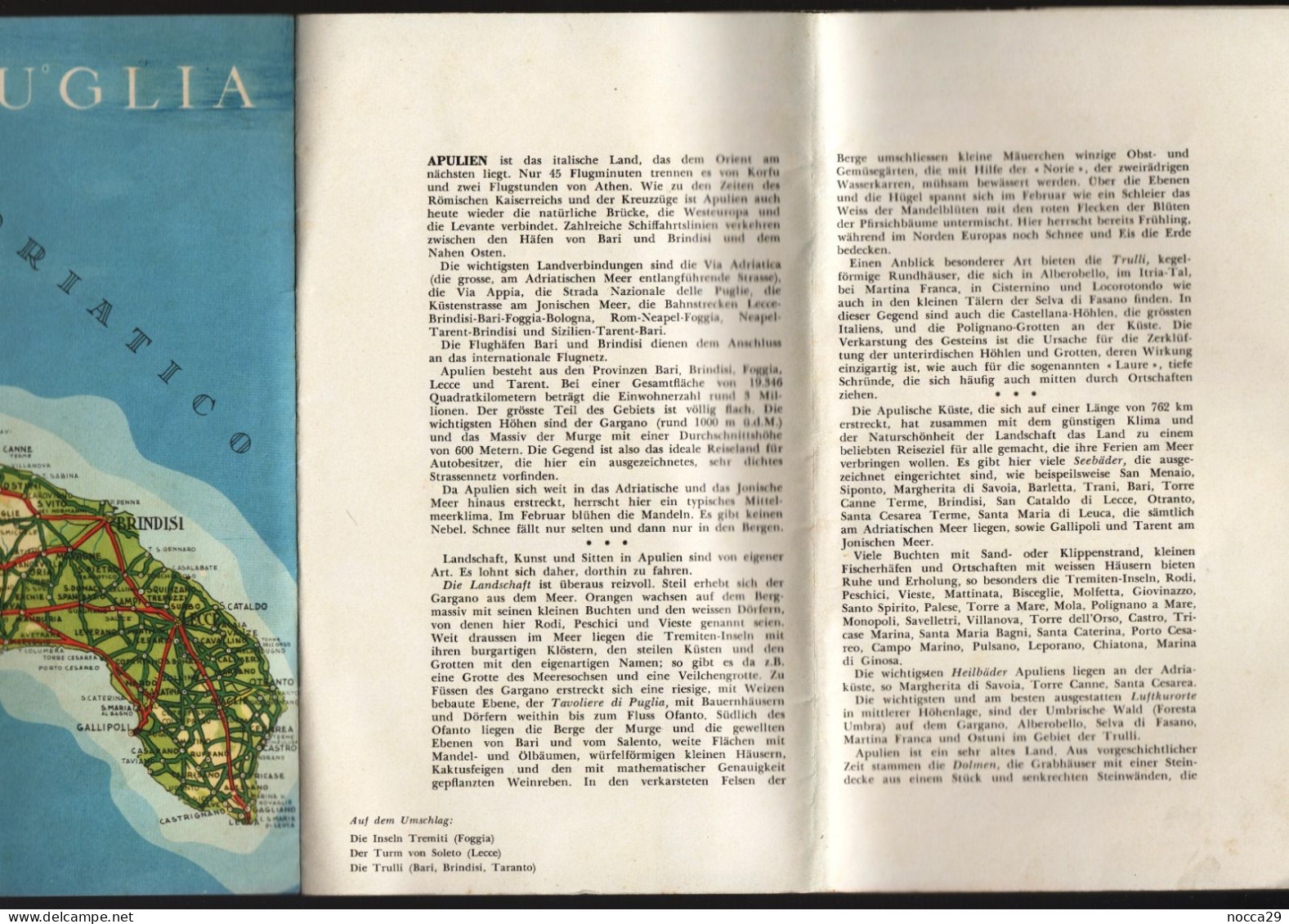 BROCHURE IN LINGUA TEDESCA DEL 1960 - PUGLIA - APULIEN - 96 IMMAGINI FOTOGRAFICHE D'EPOCA (STAMP320) - Architectuur