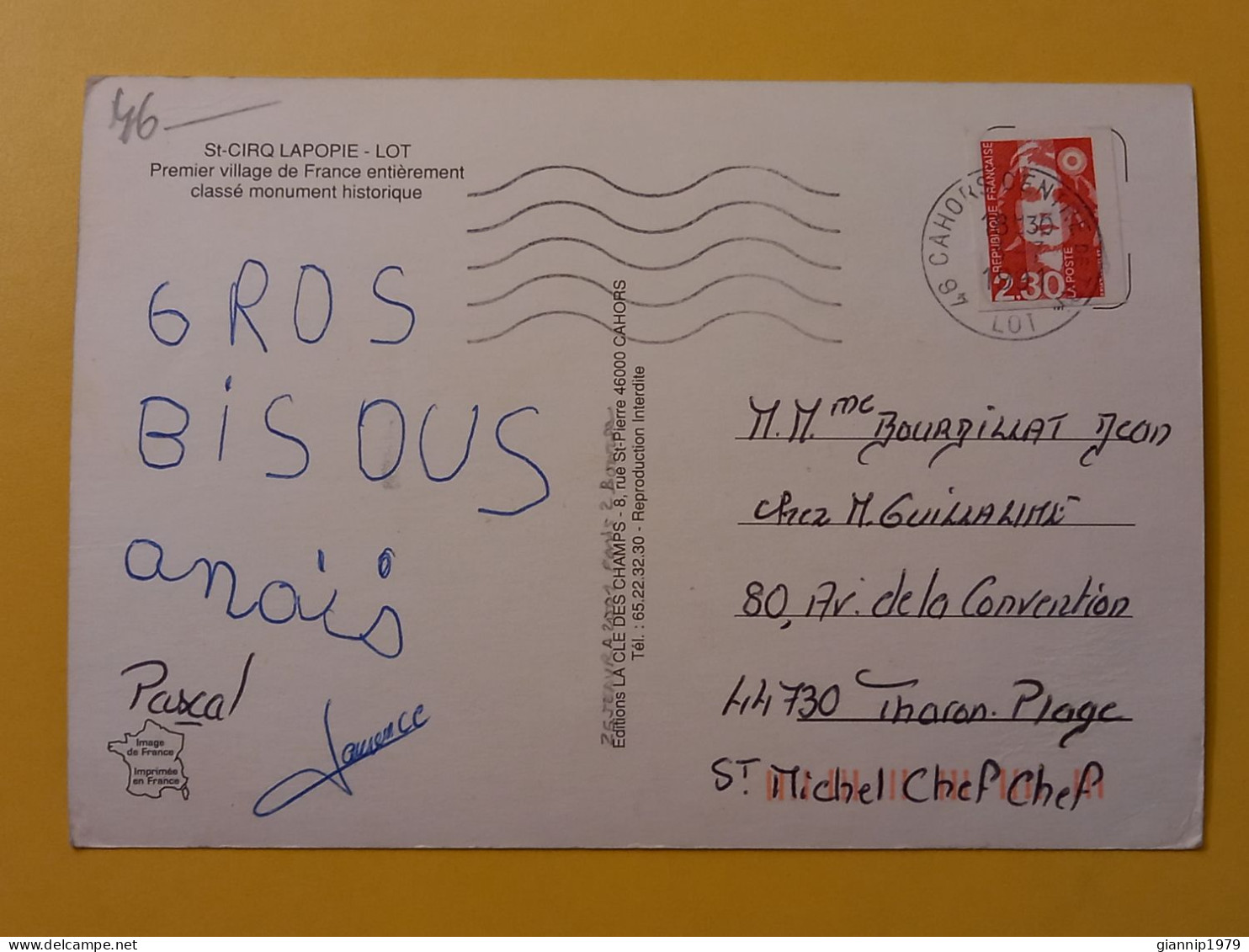 CARTOLINA POSTCARD FRANCIA FRANCE 1991 ST CIRQ LAPOPIE VIEW BOLLO MARIANNE BRIAT OBLITERE' - Saint-Cirq-Lapopie