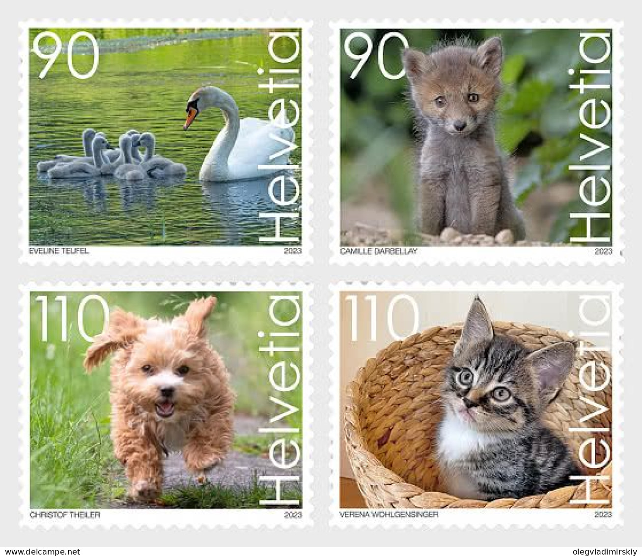 Switzerland Suisse Schweiz 2023 Cute Animals Set Of 4 Stamps Mint - Schwäne