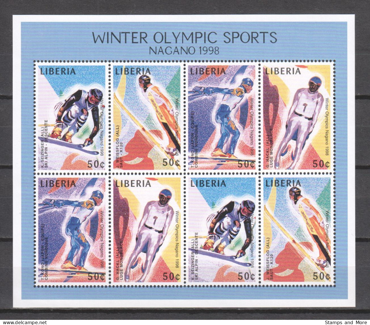 Liberia 1997 Kleinbogen Mi 1866-1869 MNH WINTER OLYMPICS NAGANO 1998 - Hiver 1998: Nagano