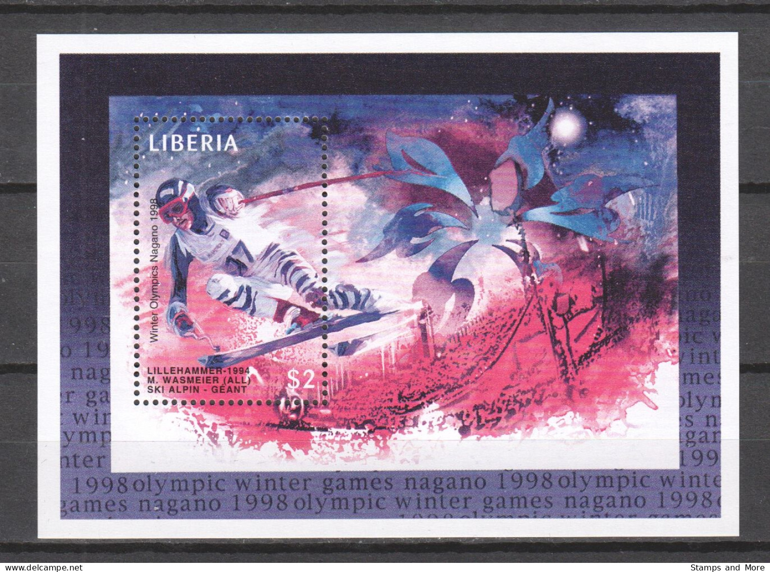 Liberia 1997 Mi Block 162 MNH WINTER OLYMPICS NAGANO 1998 - Winter 1998: Nagano