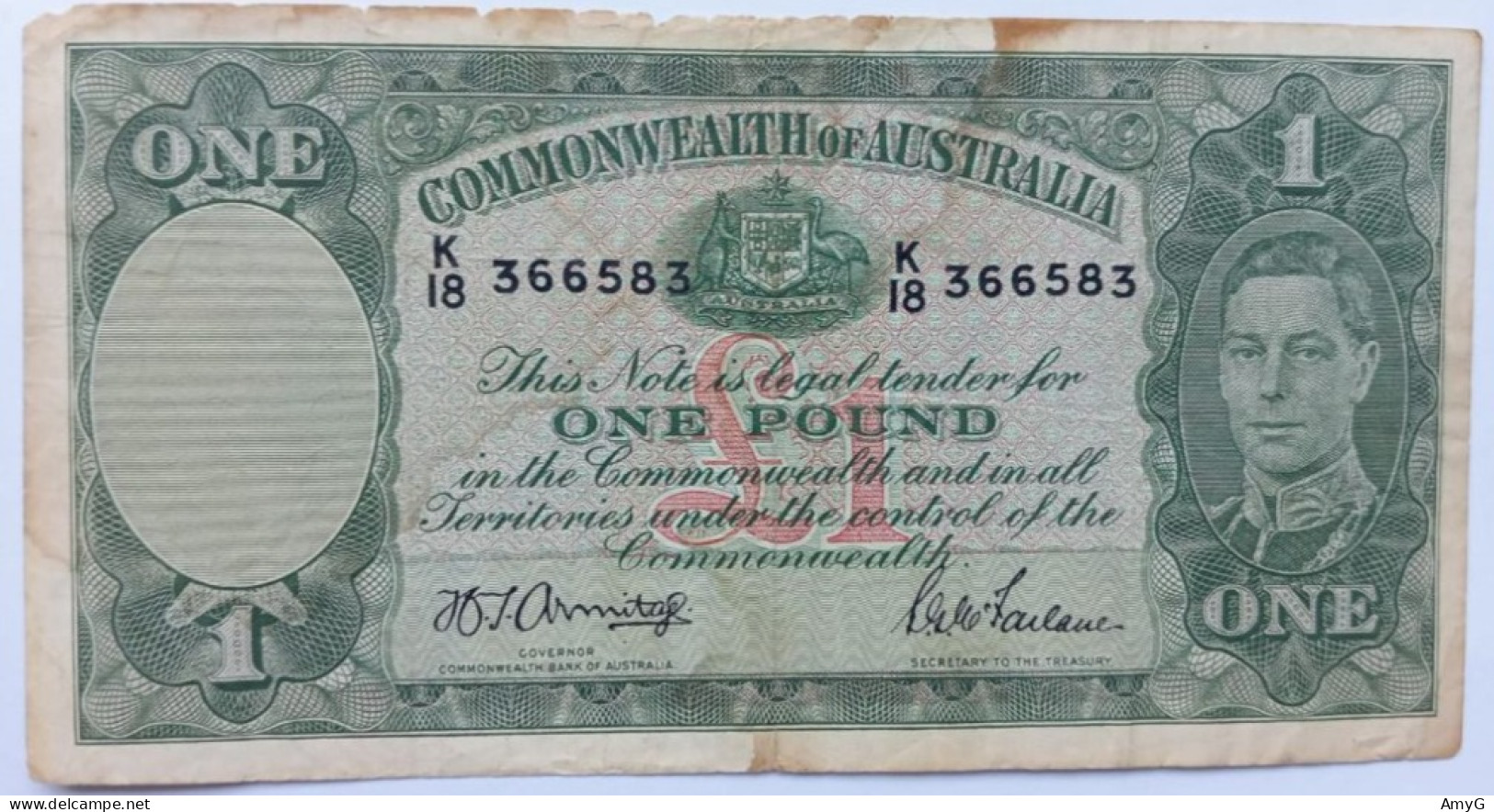 1938-1941 COMMONWEALTH AUSTRALIA 1 POUND ( AS PER PICS ) - Andere - Oceanië