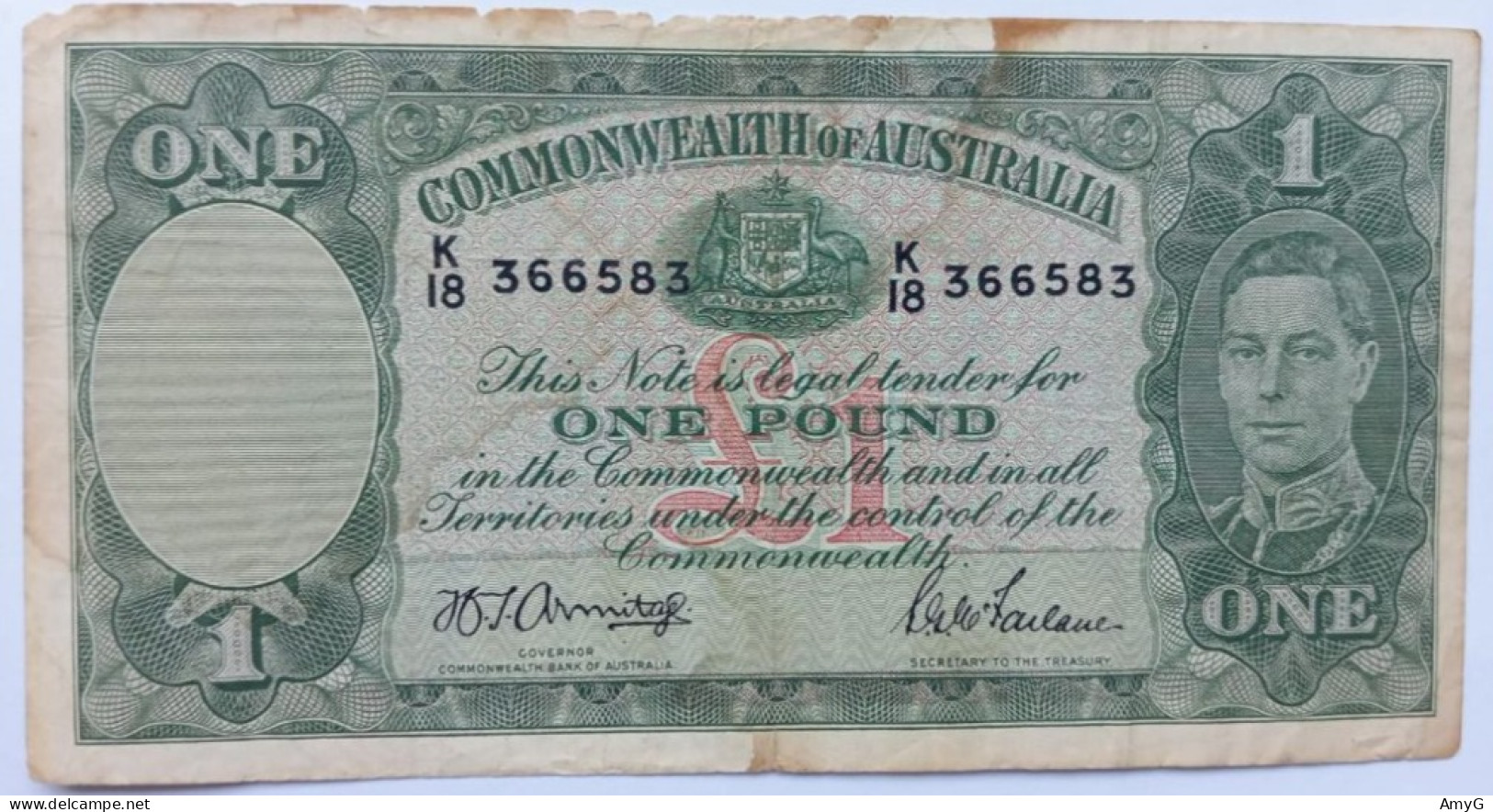 1938-1941 COMMONWEALTH AUSTRALIA 1 POUND ( AS PER PICS ) - Altri – Oceania