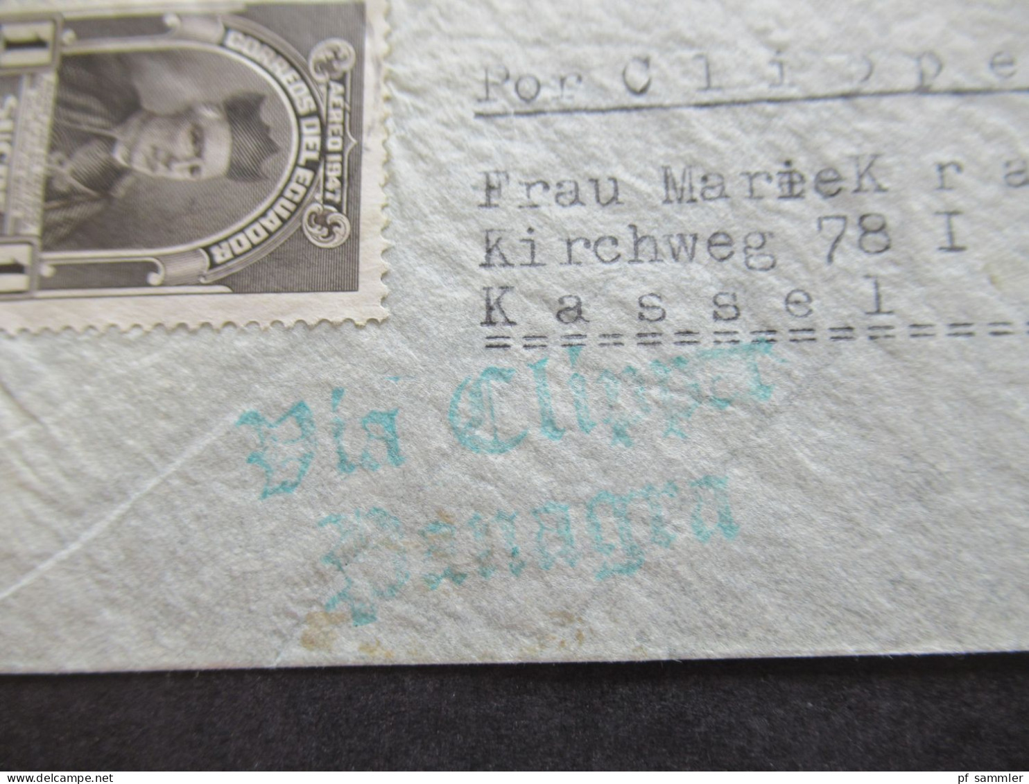 Ecuador Um 1940 Überseebrief Quito - Kassel Mit 2x Grüner Stempel Via Clipper (Banagra??) - Equateur