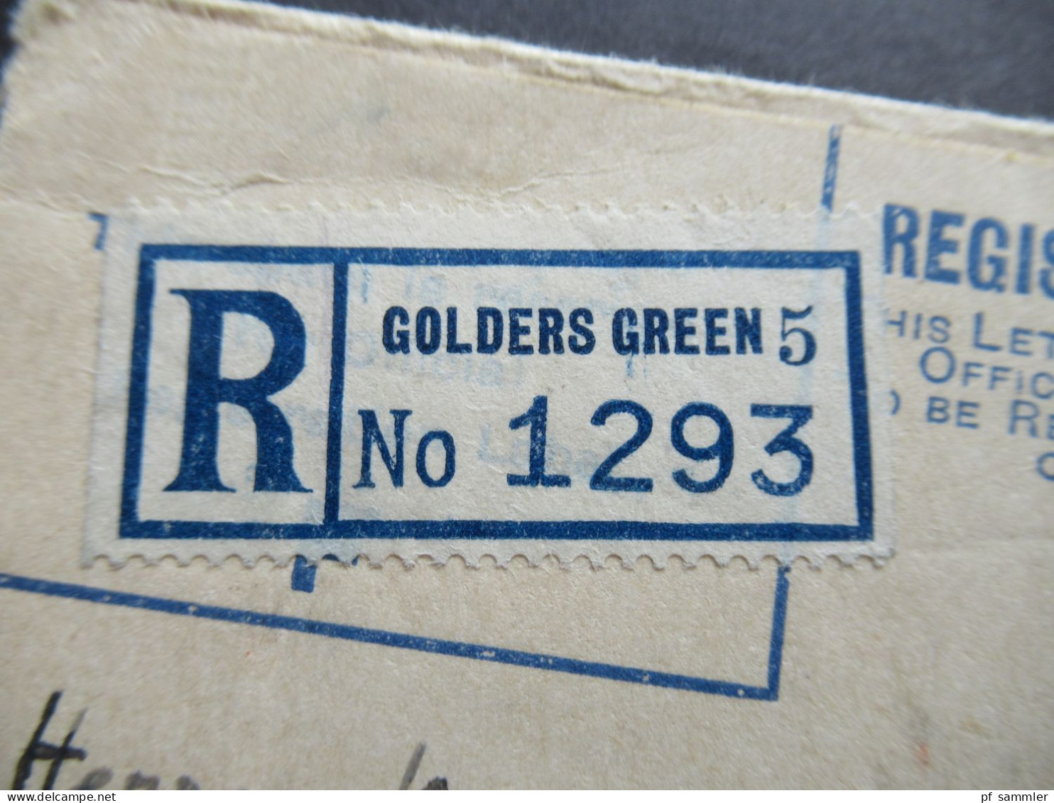 GB 1936 GA Umschlag Registered Letter / Registered Golders Green 5 Nach Petzer Riesengebrge CSR Mit Ank. Stempel - Storia Postale