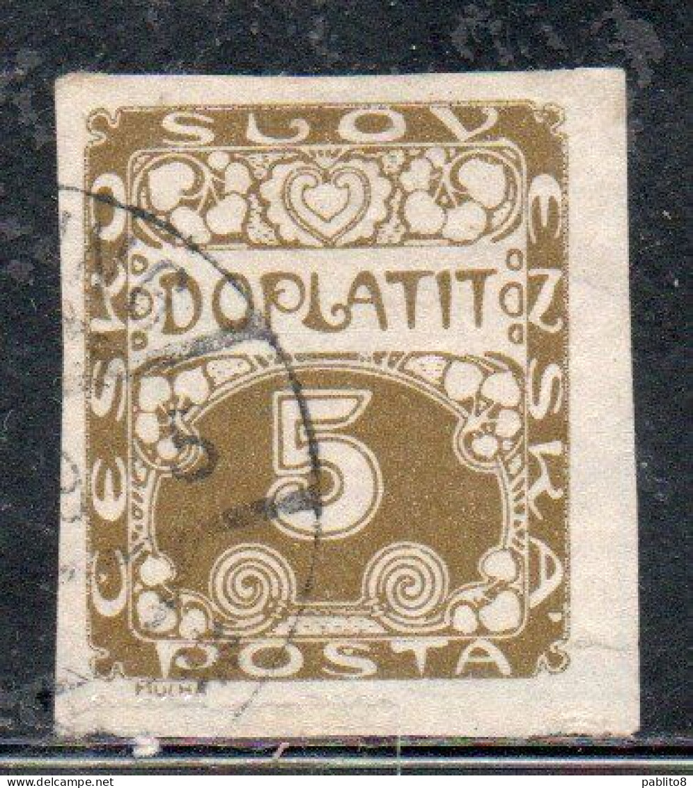 CZECH CECA CZECHOSLOVAKIA CESKA CECOSLOVACCHIA 1918 1920 POSTAGE DUE  DOPLATIT 5h USED USATO OBLITERE' - Postage Due