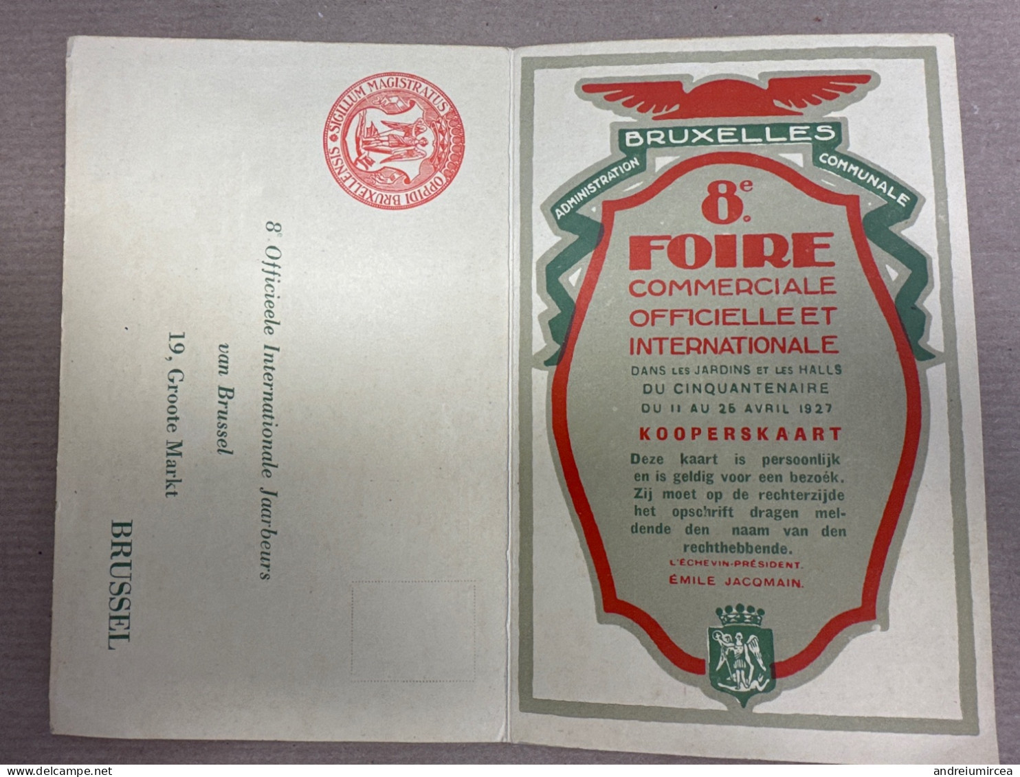 1927   8eme Foiré International Bruxelles - Varianten & Curiosa