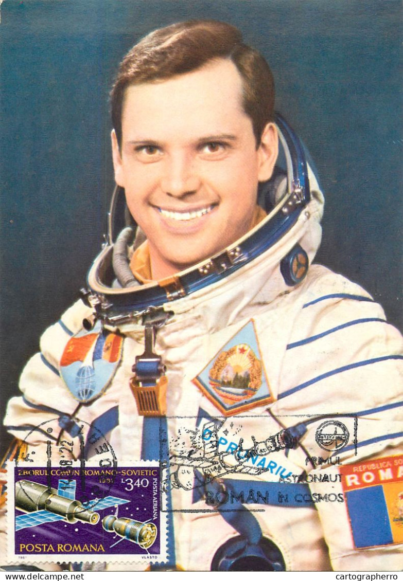 Romania Cosmonaut Dumitru Prunariu 1981 Soviet-Romanian Crewed Soyuz 40 Spaceflight Lot Of 4 Maxi Cards - Espace