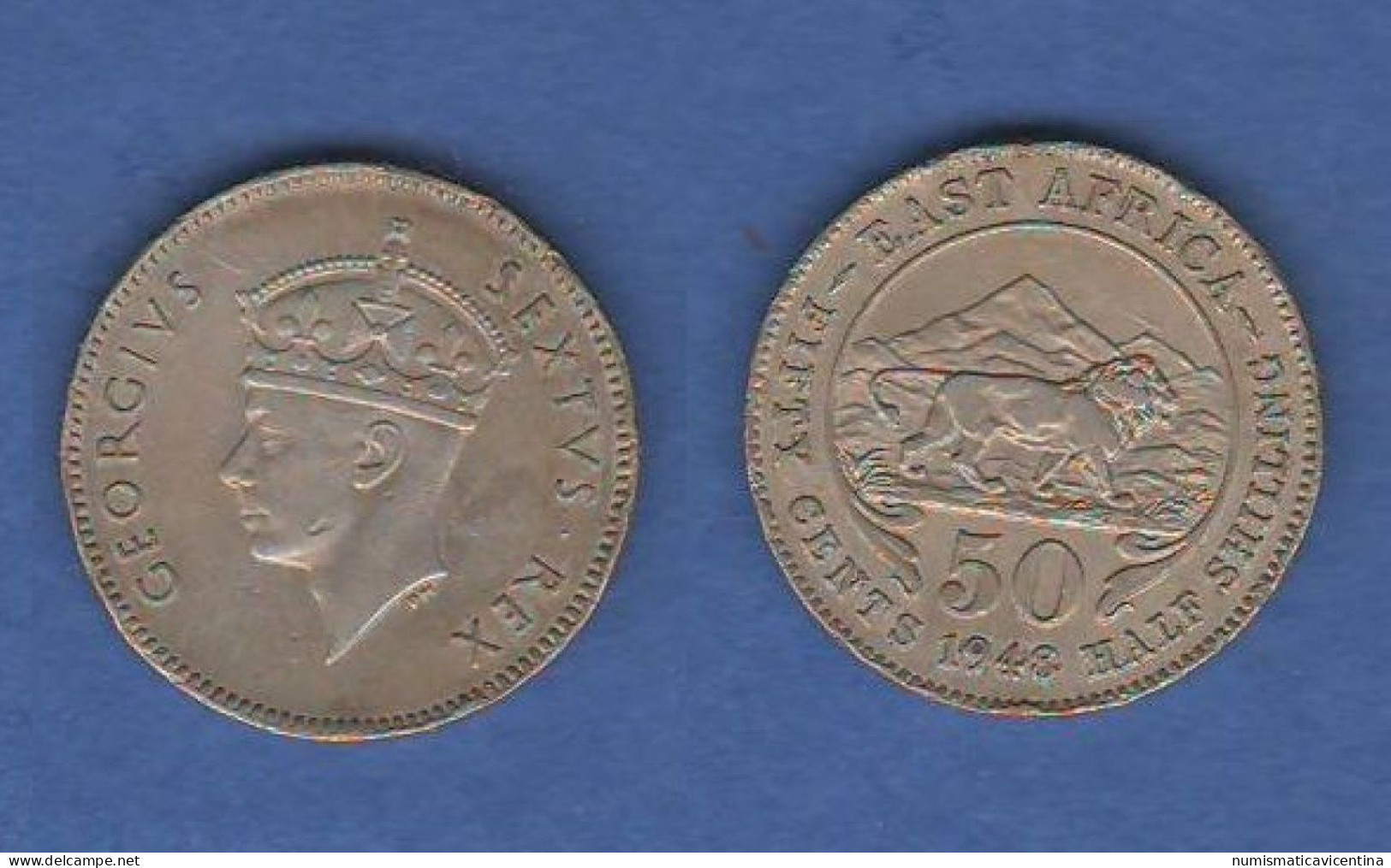 East Africa 1/2 Half Shilling 1948 Fifty Cents EAST AFRIKA Afrique De L'Est - Colonia Británica