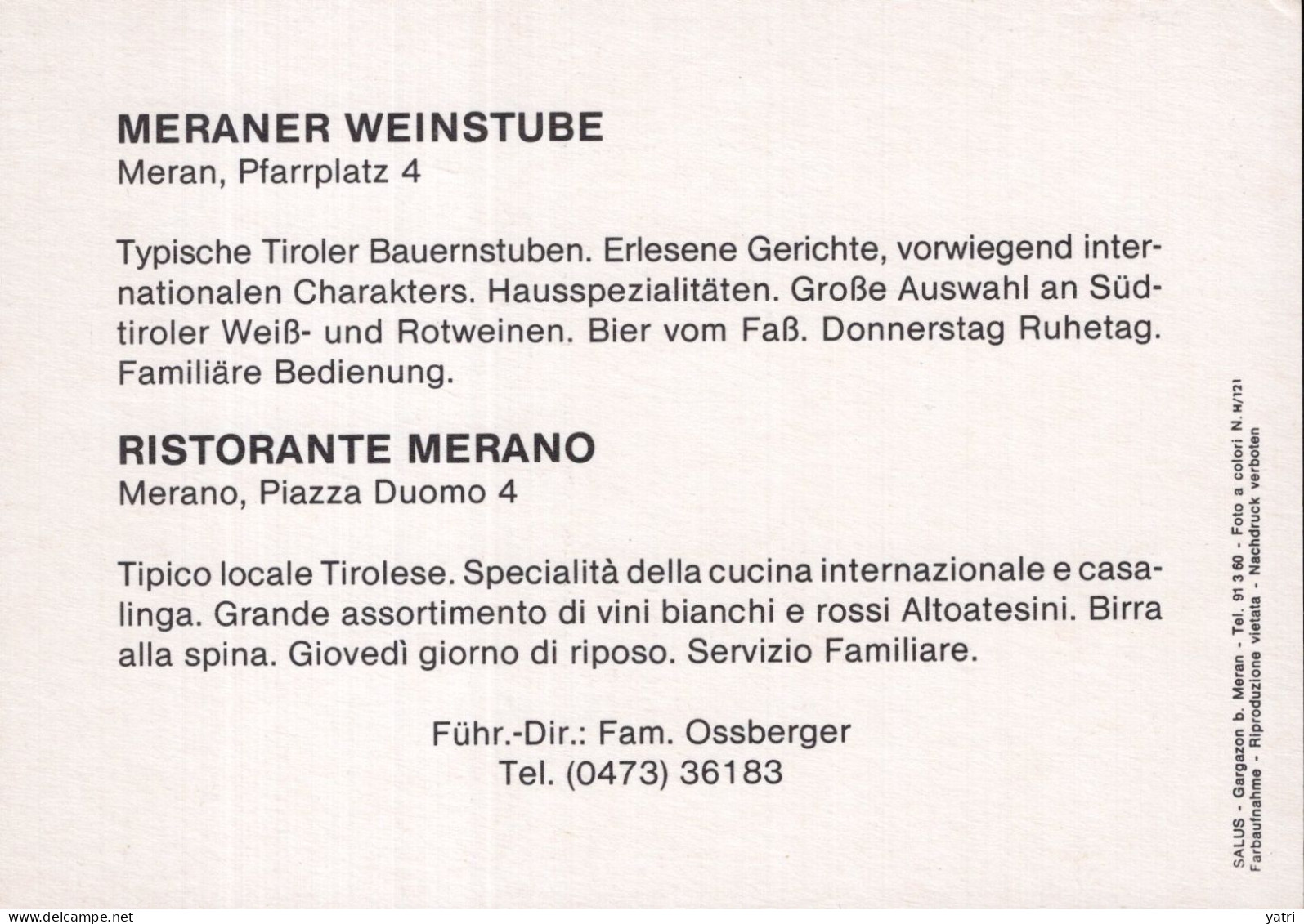 Ristorante Merano - Italia - Hotels & Restaurants