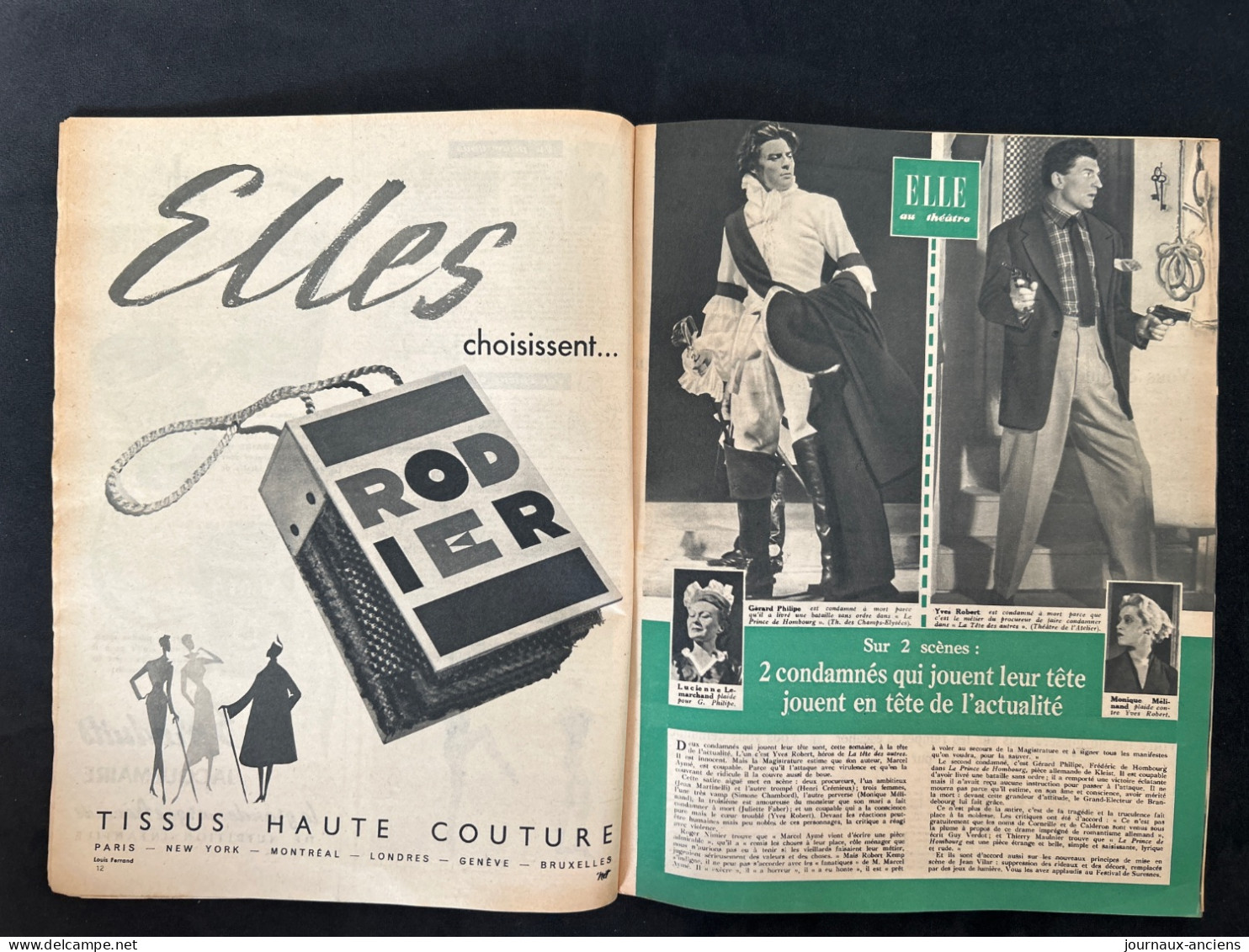 1952 Revue ELLE - COLLECTION de Printemps pour Femmes Pratiques