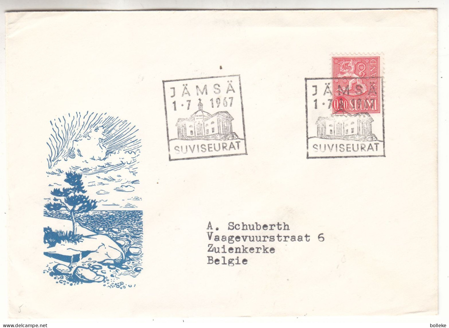 Finlande - Lettre De 1967 - Oblit Jämsä - - Storia Postale