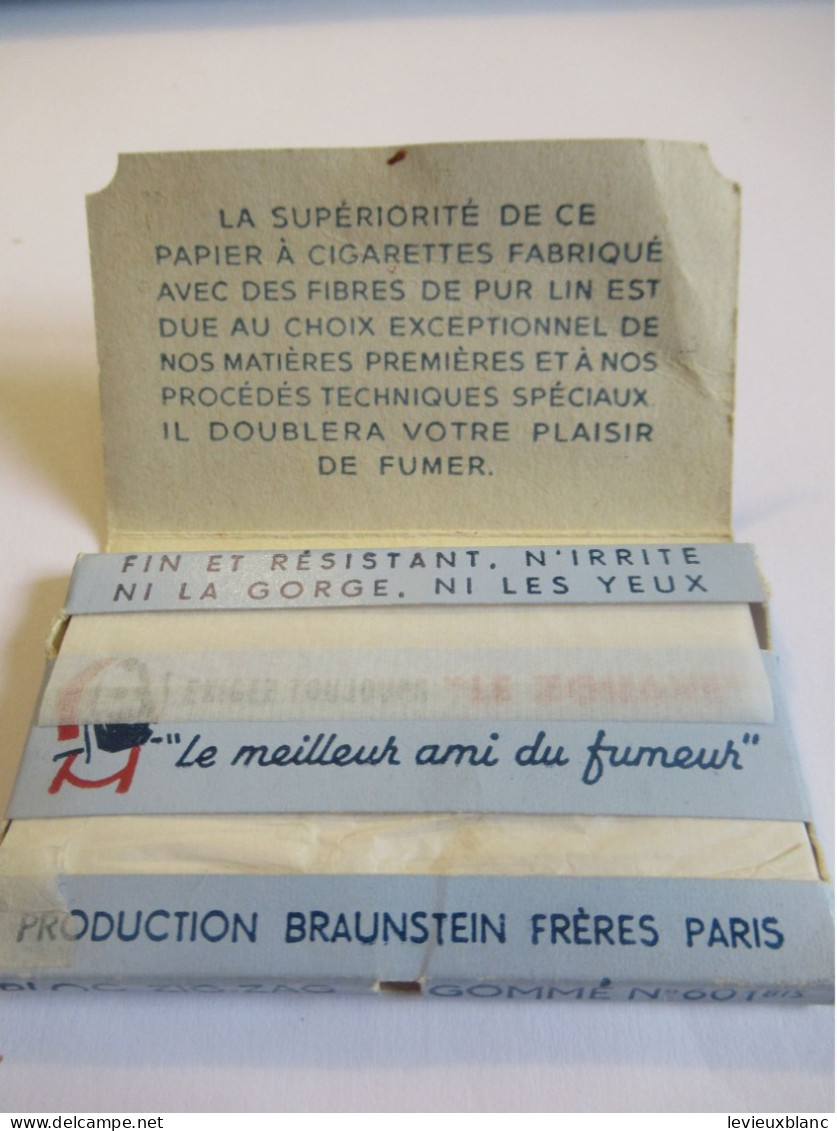 Carnet Ancien De Papier à Cigarette/Zig Zag Superfin/Le ZOUAVE/Bleu /Gommé Automatique/Braunstein/vers 1950-1970 CIG93 - Otros & Sin Clasificación