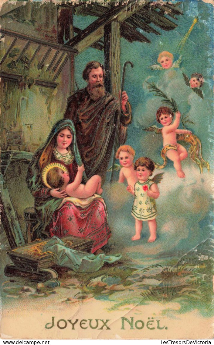 FÊTES ET VOEUX - Joyeux Noël - Marie, Joseph, Jésus Et Les Anges - Colorisé - Carte Postale Ancienne - Autres & Non Classés